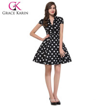 Grace Karin 2015 Nouvelle arrivée en coton à manches courtes Longueur au genou Vintage Retro 50S CL6089-5 #